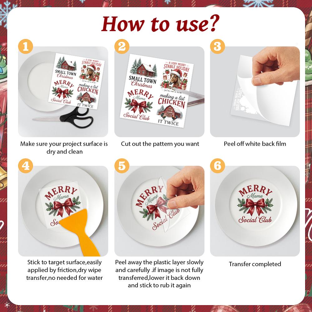 12 Sheets 12 Style PVC Stickers Heat Transfer Film for Window Decoration Santa Claus 140x140mm 1 sheet/style