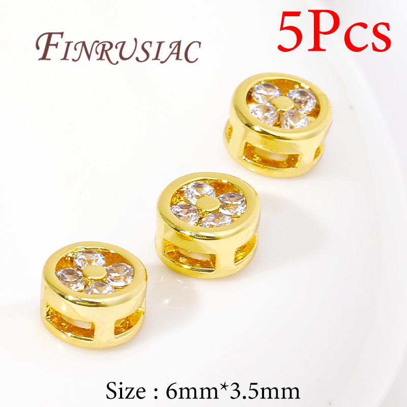 18K Real Gold Plated Large Hole Beads Spacer Beads Separators For Bead DIY Jewelry Making Supplies Bracelets Accessories