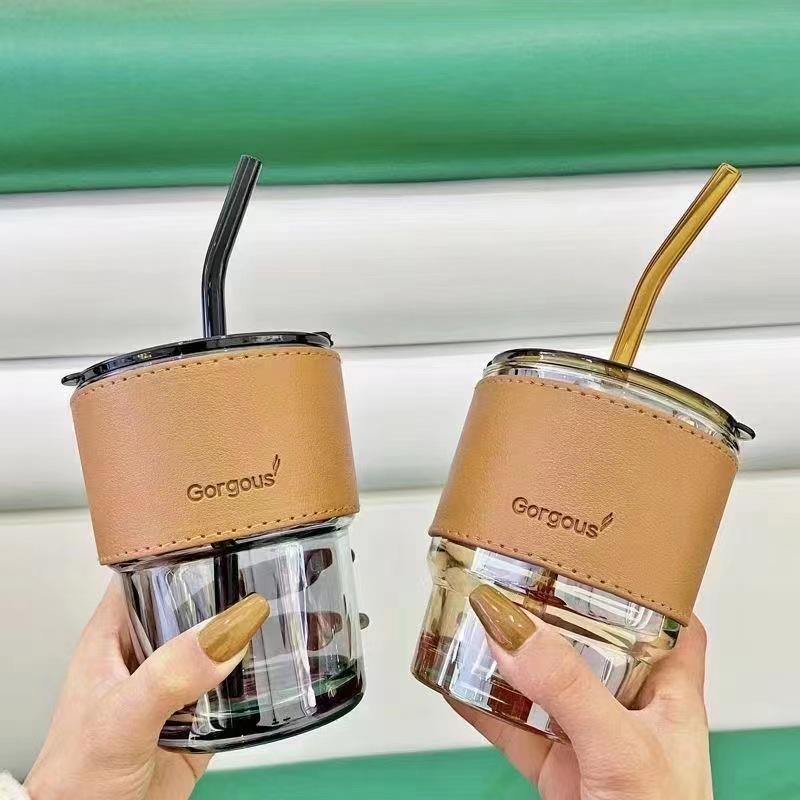 Creative High-Value Bamboo Cup Straw Glass Women'S Feng Shui Cup Portable Office Cup Coffee Cup
