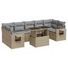 Vidaxl 8-Cz. Garden Furniture Set With Cushions, Beige, Poly Rattan