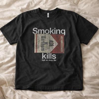 Smoking Kills Dark Humor Graphic Tee Gildan