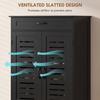 Shoe Cabinet with Louvered Doors, Modern Shoe Storage Cabinet with Drawer and Adjustable Shelves, Black