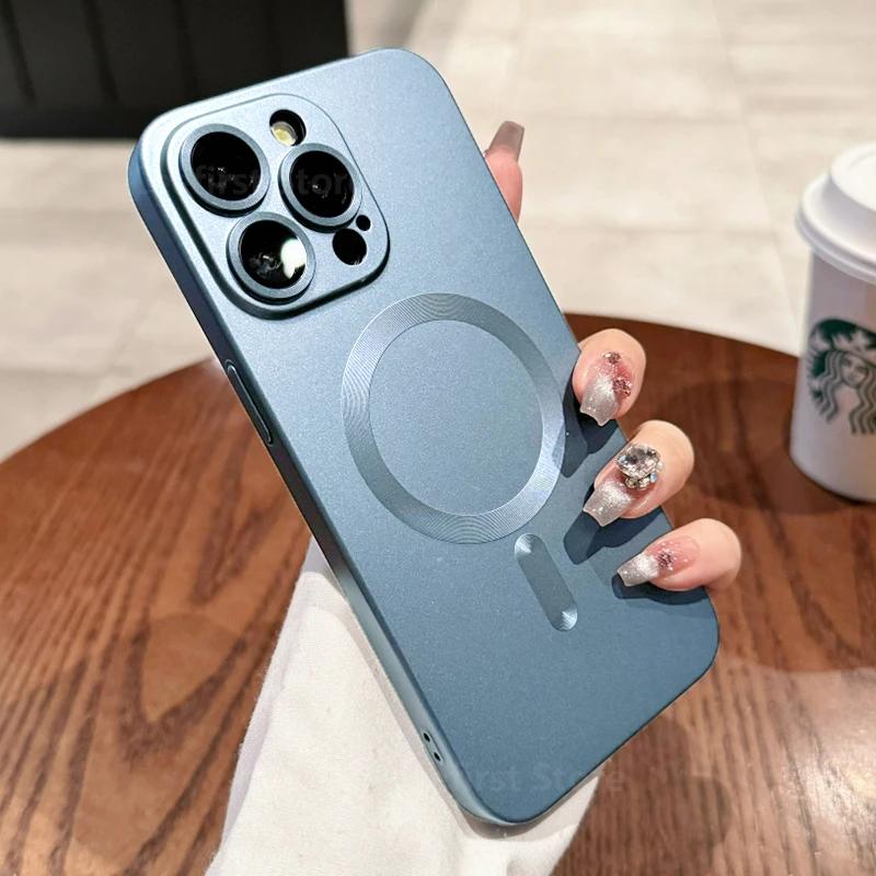 Case For iPhone 15 14 13 12 11 Pro Max Plus Magnetic Fashion For Magsafe Wireless Charge Full Lens Protection Soft Cover