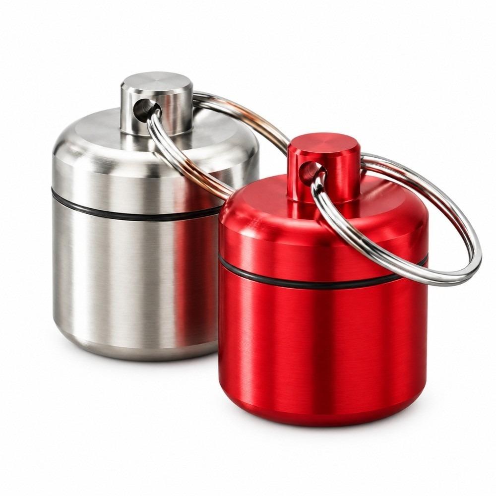 2 Pack Keychain Included Pill Bottle Container Portable Small Pocket Case Mini Storage Box Travel