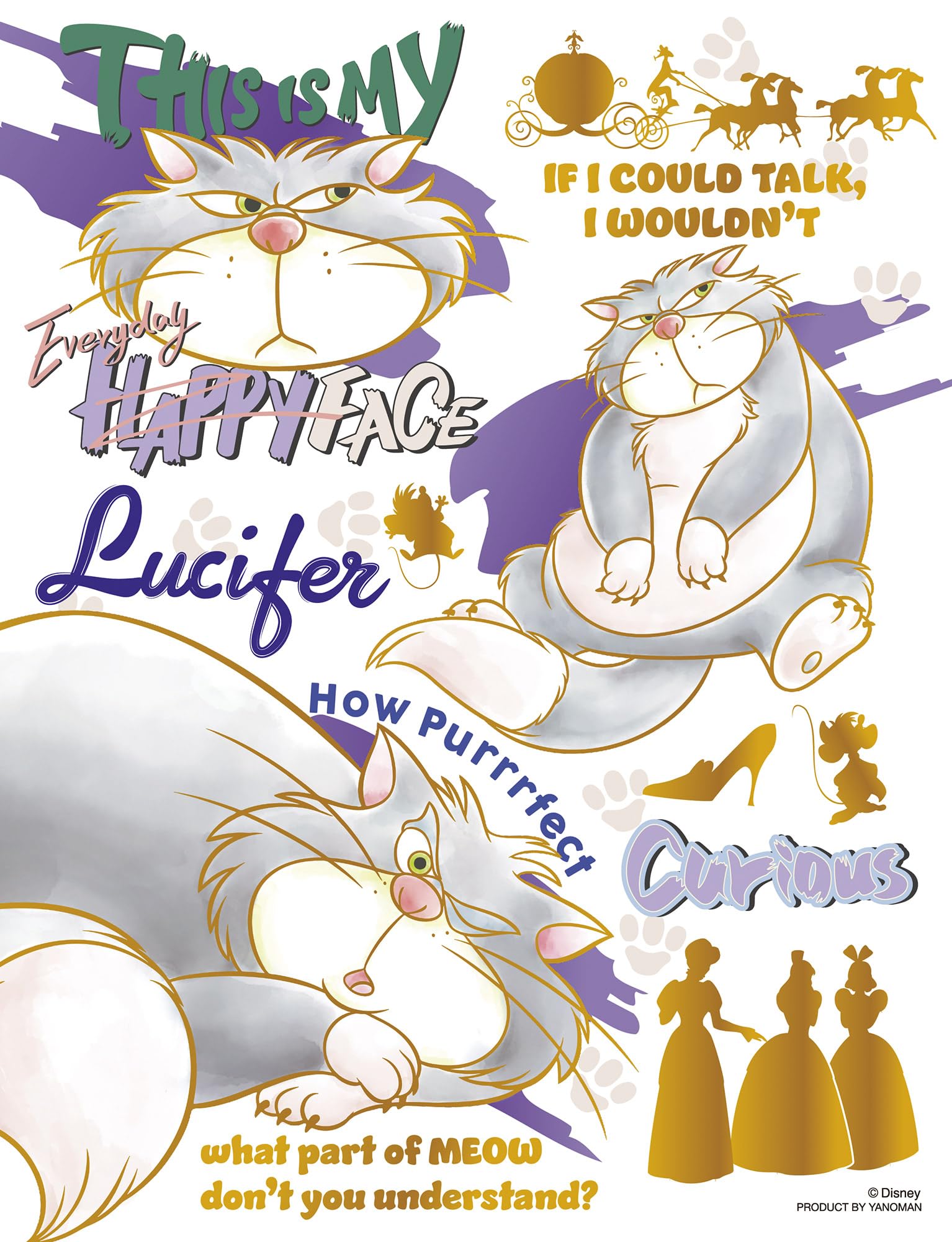 

Yanoman Пазл Пучи Пучи Лайт из 300 деталей Дисней Цветные детали с клеем и шпателем [Сделано в Японии] Золотой/Люцифер (16,5x21,5см)