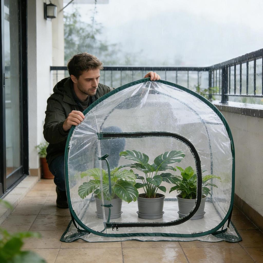 Estufa Instantânea Transparente com Zíper para Clima Frio Estufa Pop-Up Instantânea Para Canteiros de Morango Pátios Pomares Jardim