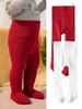 Cozy Winter Red Baby Tights for First Birthday - Warm Footed Pants for Toddlers