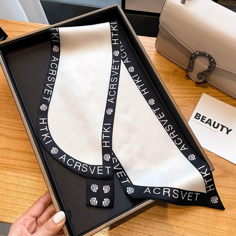 Fashion new cross small silk scarf women's headband Korean version spring, autumn and summer professional scarf small scarf square scarf headband