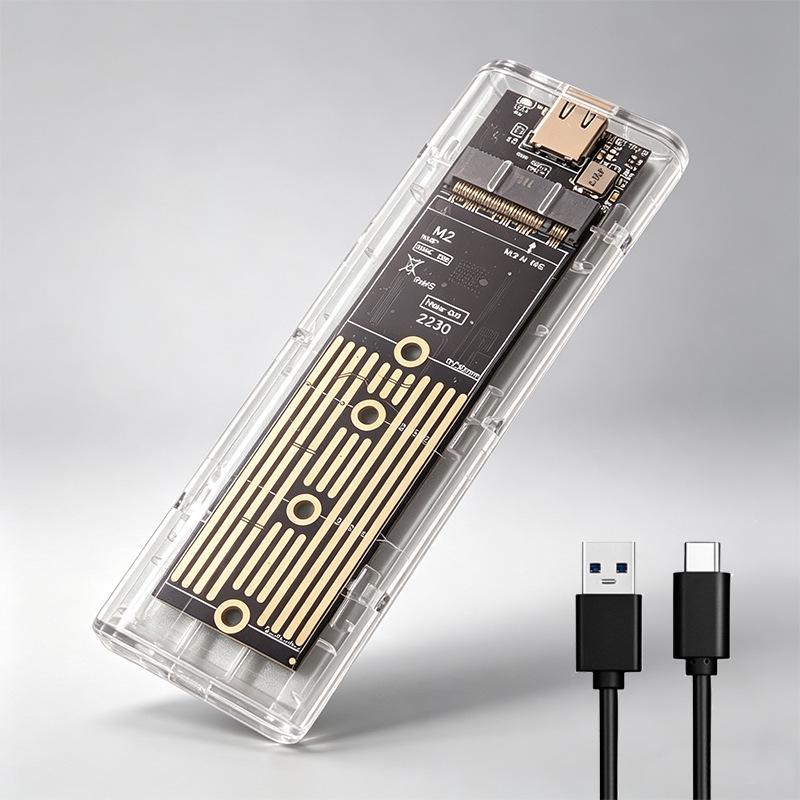 Transparent NVMe M.2 SSD Enclosure, 10Gbps Laptop Mobile Box