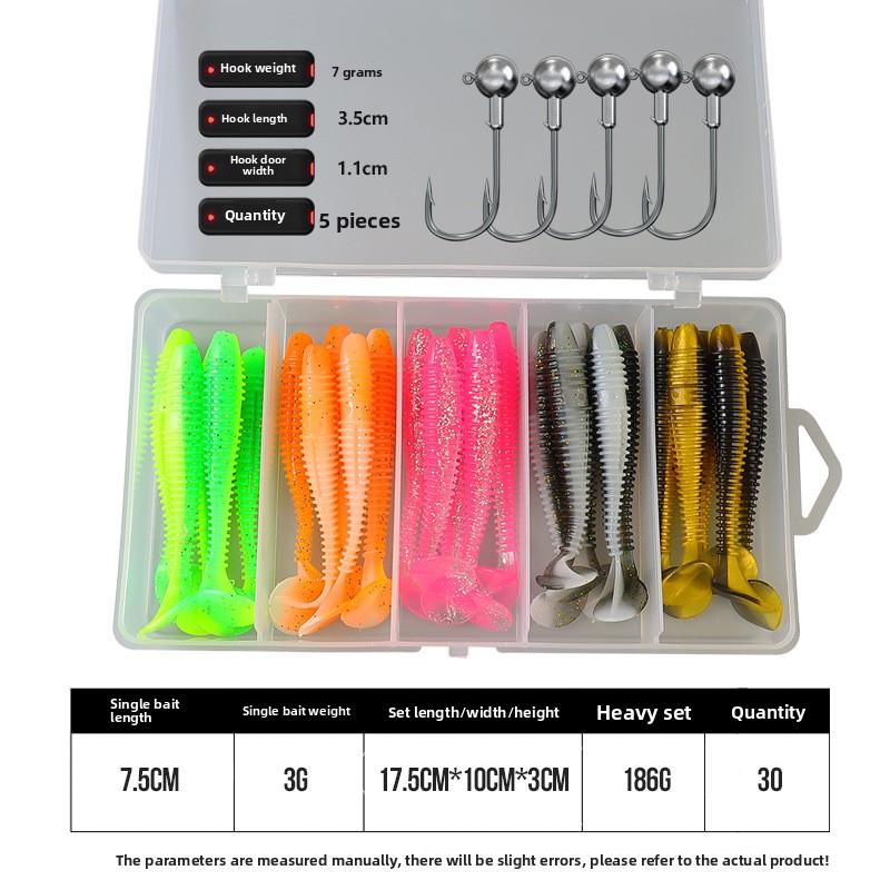 Lure Bait Bionic Two-tone Spiral Soft Fish Set8Only for Mandarin Fish and Mandarin Crappie Universal Boxed Fishing Bait