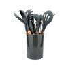 12Pcs/Set Utensílios de cozinha de silicone com cabo de madeira com balde de armazenamento resistente a altas temperaturas e antiaderente Panela Espátula Colher