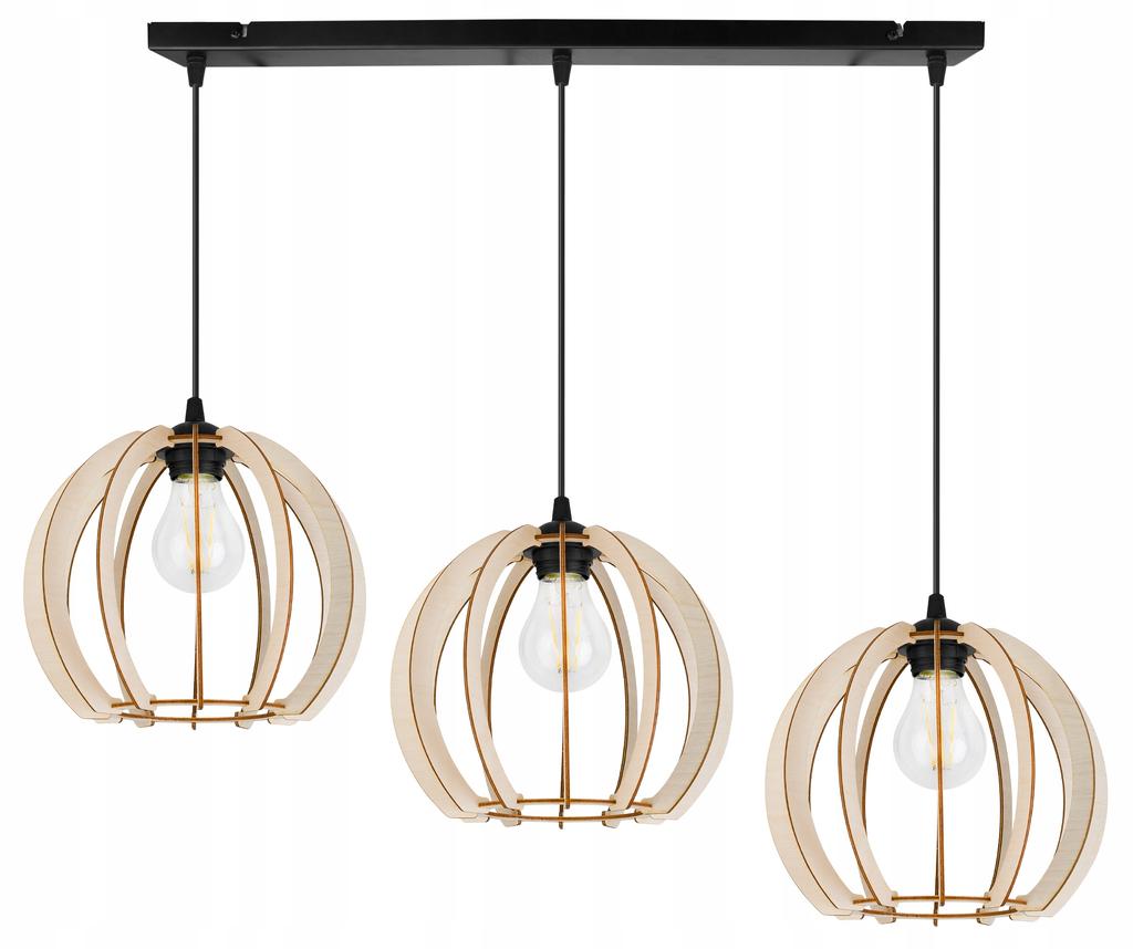 NOWOCZESNA DREWNIANA wisząca lampa sufitowa LED