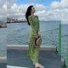French Retro Printing Long-sleeved Dress Women's 2026 New Summer High-end Sense Slim and Thin Temperament Long Skirt