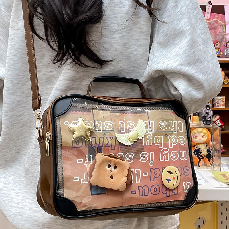 Cute Transparent Versatile Shoulder Bag Itabag Japanese Crossbody Handbags Women PU Leather JK Uniform Bags Purses and Handbags