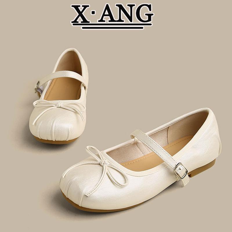 

With skirt ballet Mary Jane shoes summer flat bottom shallow mouth leather single shoes soft sole not tired feet women s shoes small leather shoes 40