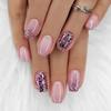 24Pcs Medium Short Square White Silver Glitter French Tip Press On Nails Full Cover Fake Nail Art Tips
