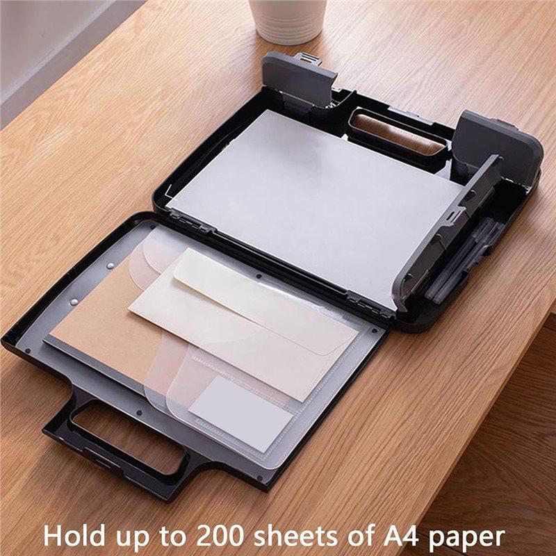 A25F-Plastic Storage Clipboard With Handle, 1Pc Portable Clipboard With Storage, Clip Board Box Featuring Side Access Opening
