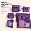 6PCS Transparent Mesh Storage Bags Portable Coin Card Cosmetic Organizer Pouches for Travel Office Handbag and Daily Use
