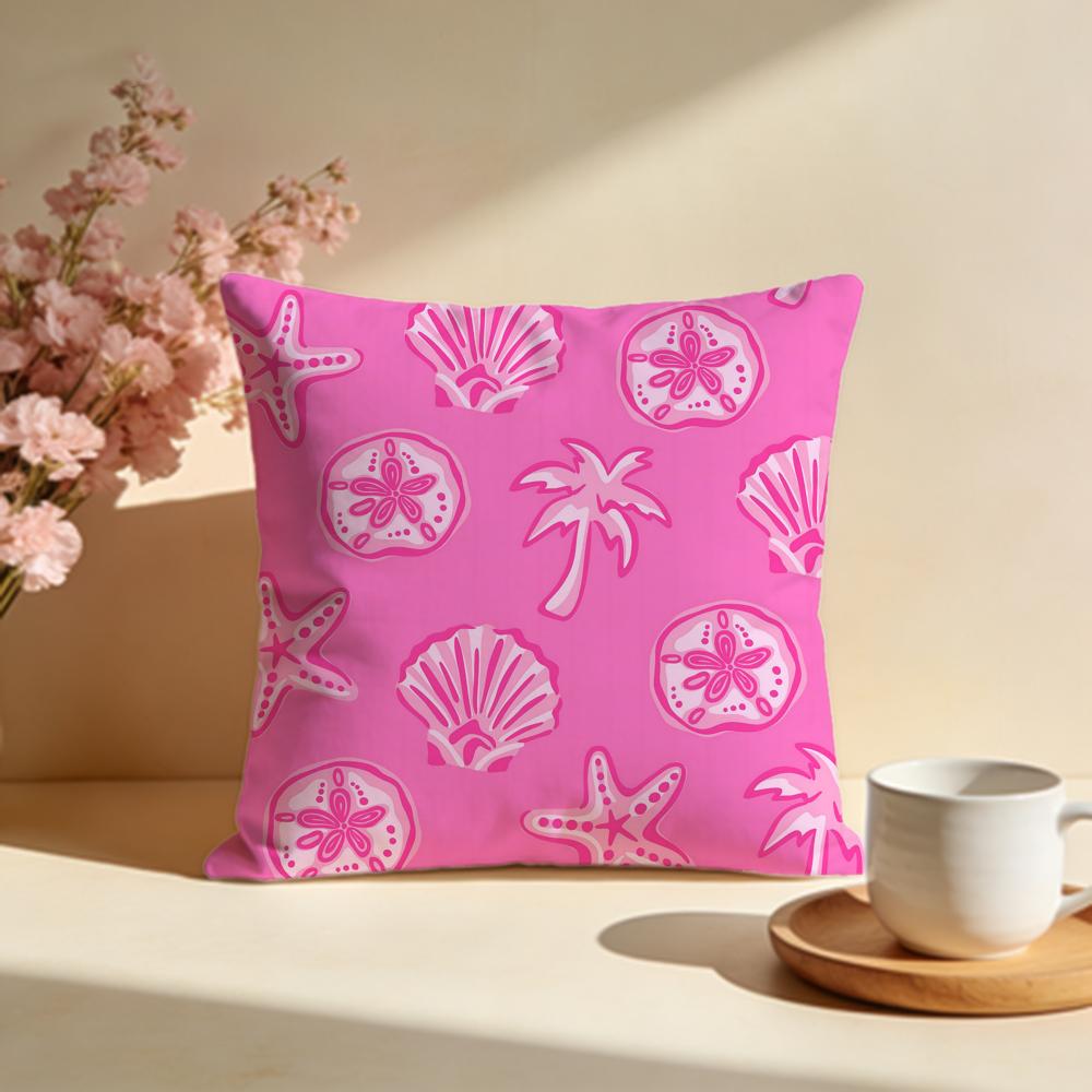 Oceanic Seashell Pattern Cushion Cover Soft Pillow Cases for Home Bedroom Living Room Sofa