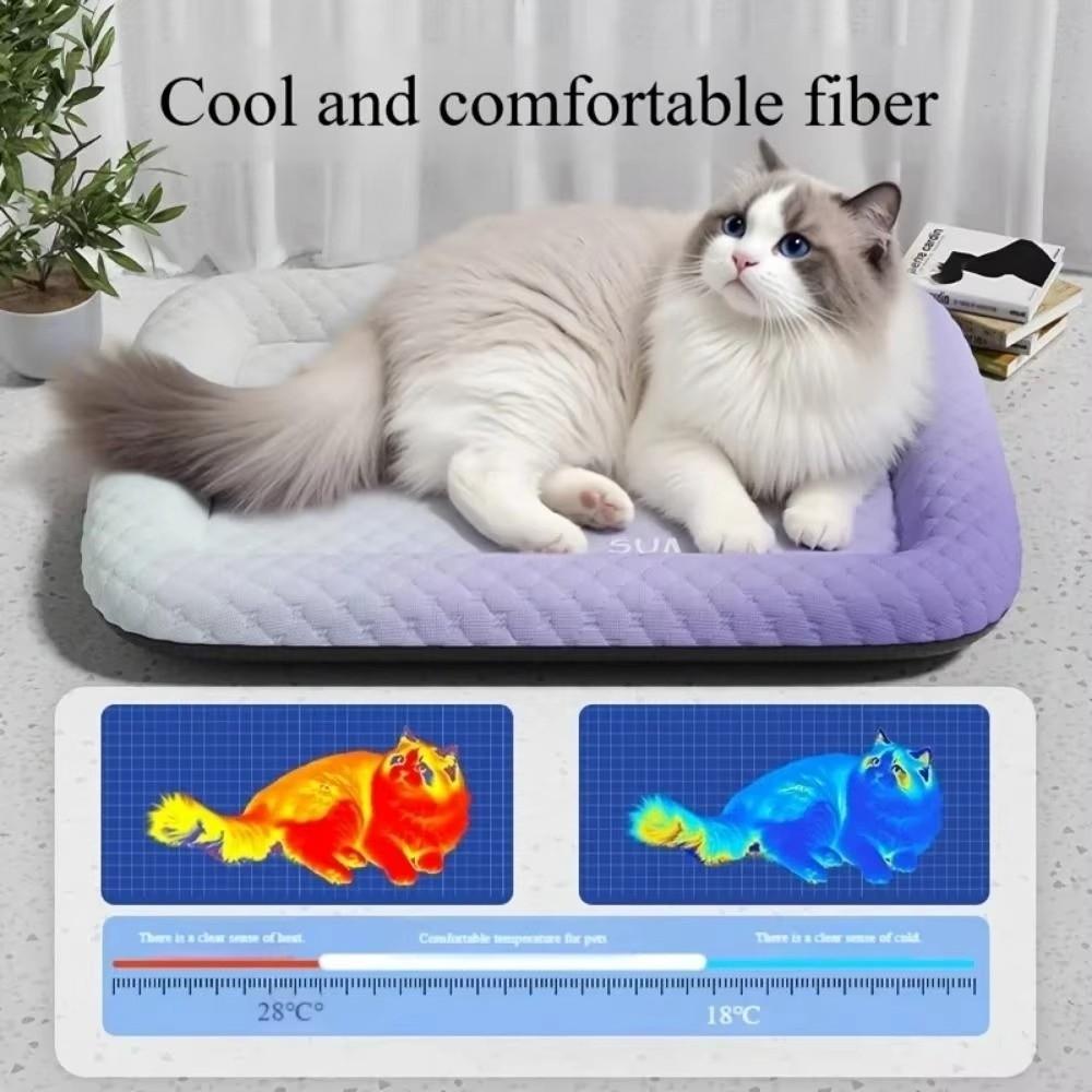 Ice Silk Dog Cooling Bed Ergonomic Oval Shape Cooling Pet Bed  for Dogs and Cats