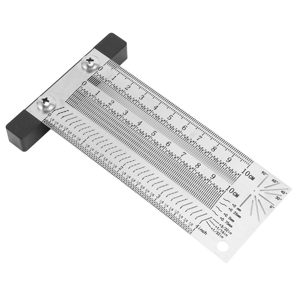 4 Inch T Square Measuring Ruler Stainless Steel Woodworking Scribing Tool Woodworking