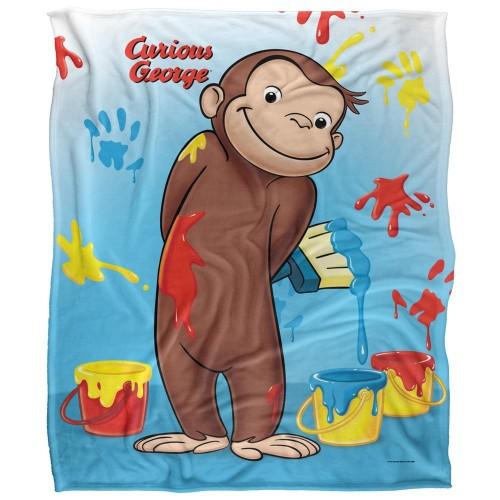 Curious George Silky Paint Supersoft Blanket