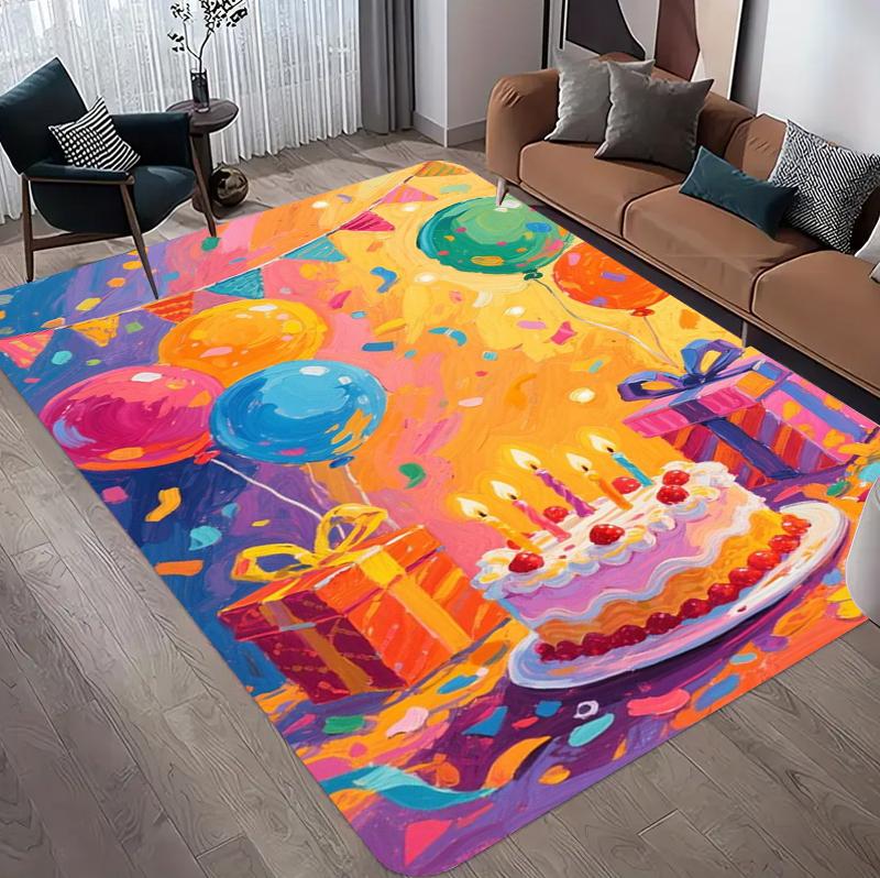 

Playful Cake Balloon Rectangular Area Rug for Bedroom Living Room Office Non Slip Washable Floor Mat Home Decorative Soft Carpet 40X60CM