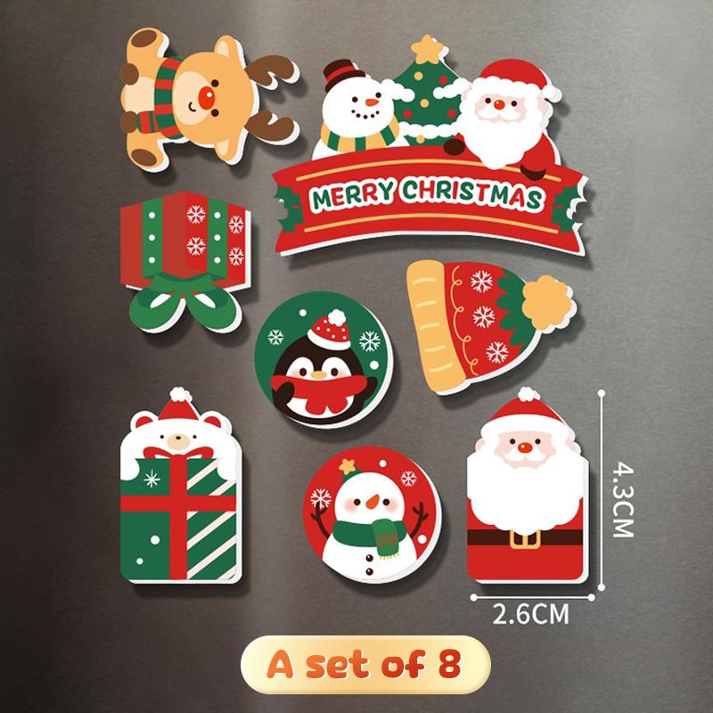 Artistic Christmas Fridge Magnet Collection - DIY Designs of Santa, Snowman and Christmas Tree - Perfect Kitchen Present