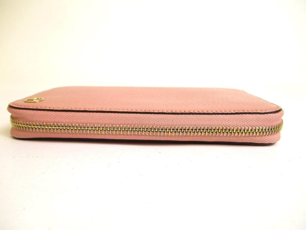 Authentic GUCCI Interlocking G Gold H/W Dusty Pink Leather Round Zip Wallet #a131  Refurbished