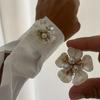 Flower Cufflinks Faux Pearl Rhinestone Flower Button Covers for Women Dress Shirts Crafting DIY Embellishments Gifts