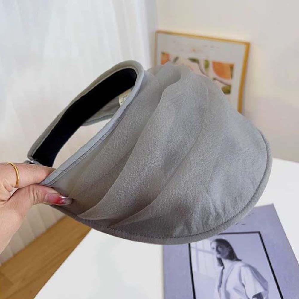 Solid Color Folding Sunshade Hat Portable Sunscreen Empty Top Hat Wide Brim Visor Caps  Vacation