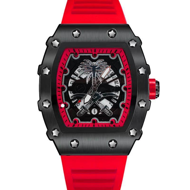 High-Value Fashion Trend Coconut Tree Luminous Waterproof Wine Barrel-Shaped Men S Watch Men Naked watch