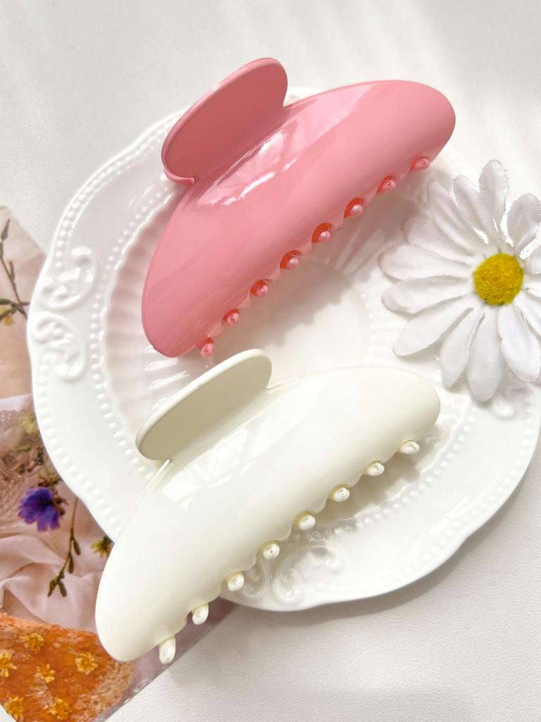 Large French Solid Color Semicircle Sweet 4.1 In Hair Claw For Womenelegant Headwear Shark Clip Barrette Hair Accessories