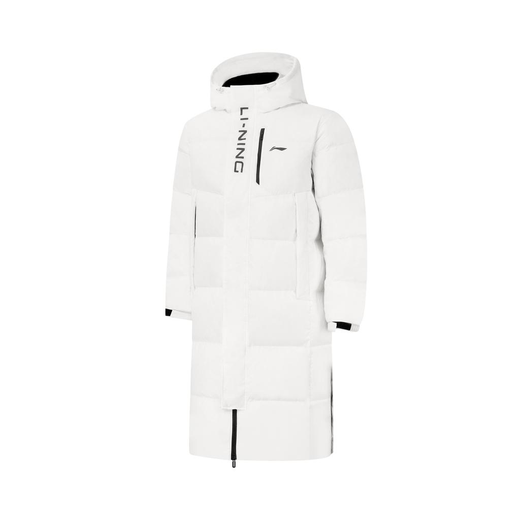 Li Ning Fitness Series Logo Print Mid-Length Hooded Warm Down Jacket Men Outerwear AYMT257-2
