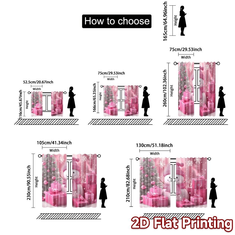 2pcs,Curtains Cute Pink Snowman Gifts (2) Popular Window Curtain Semi-Sheer Curtains Art Deco Festive Use for Bedroom Living