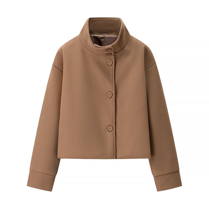Kaslead New Arrival Women's Clothing Fashion Style Fashion All-Match Stand Collar Breasted Woolen Short Outwear