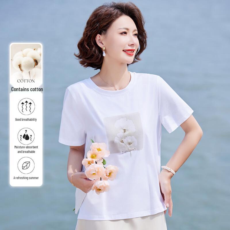 Pastel Women's Floral Print Cotton Stretch Short-Sleeve Top