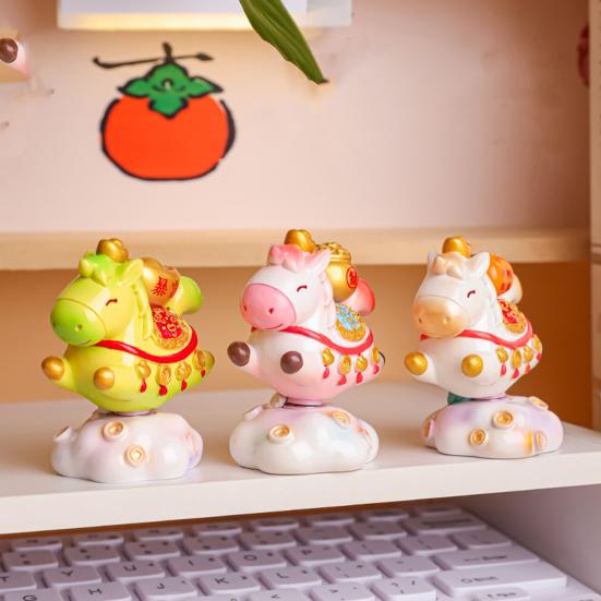 Doll Ornament Horse Shape Rotatable Design Decorative Resin Figurine Crack-resistant Vivid Doll Figurine