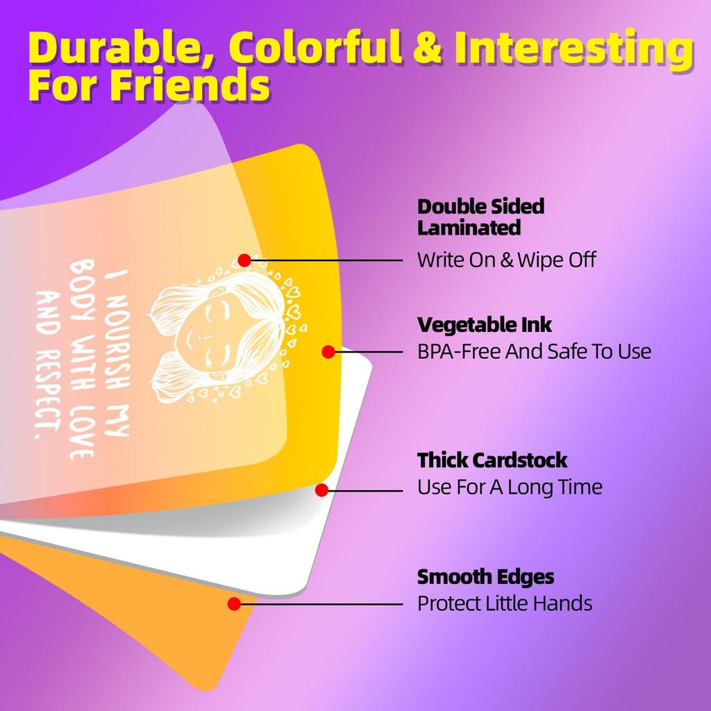 50pcs Colored Affirmation Cards for Women Self-Care Daily Positive Quotes Positive Encouragement Card With Inspiration Text Gift