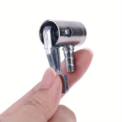 1pc Heavy-Duty Zinc Alloy 1/4" Lock-On Air Chuck with Barb Connector for Bikes Motorcycles Cars Trucks Hands-Free Tire Inflation, 200psi Max Pressure