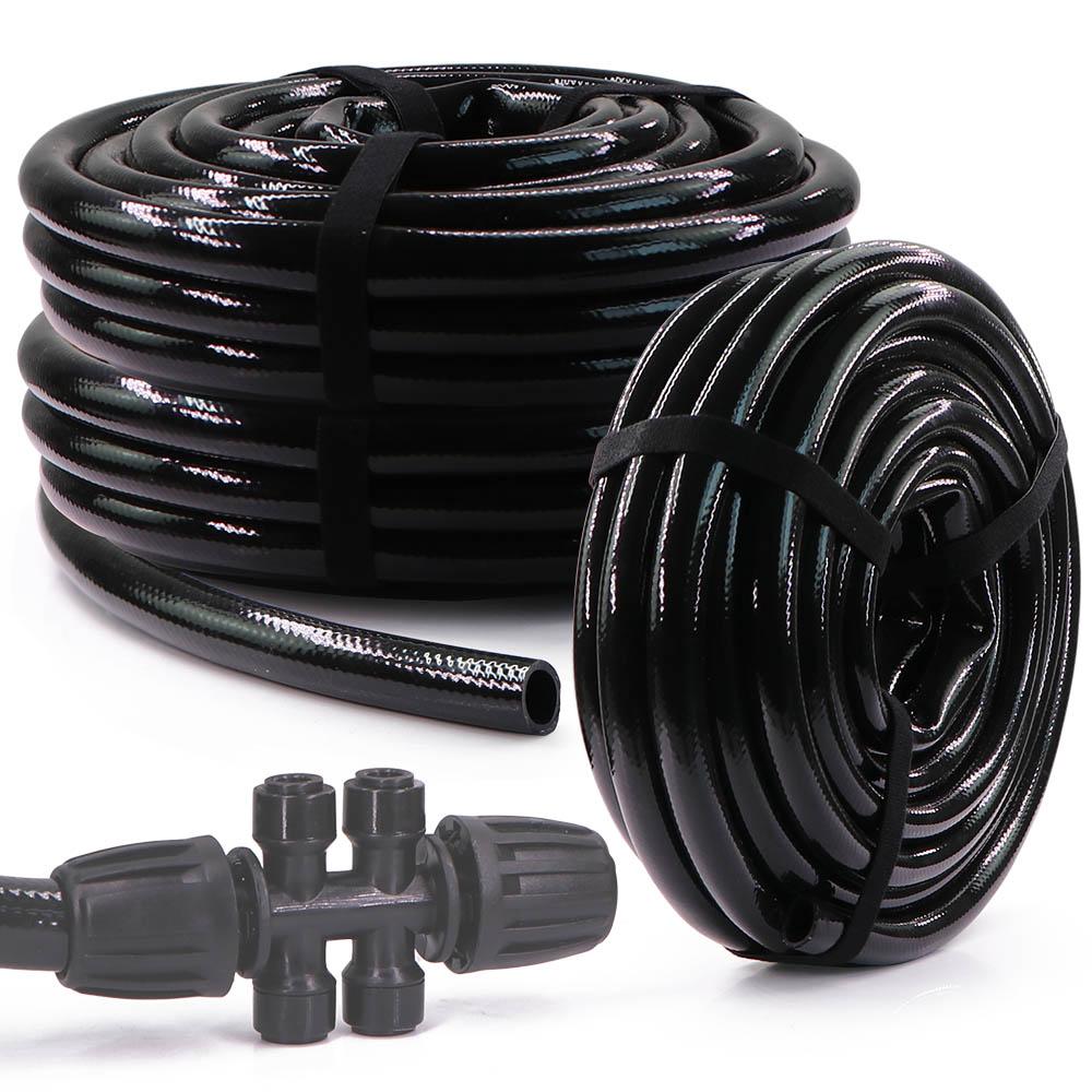 1/2" 13/16mm PVC Hose Garden Irrigation Auto Watering Pressure-Proof Black Main Tube Lawn Agriculture Orchard Car Wash Fitting