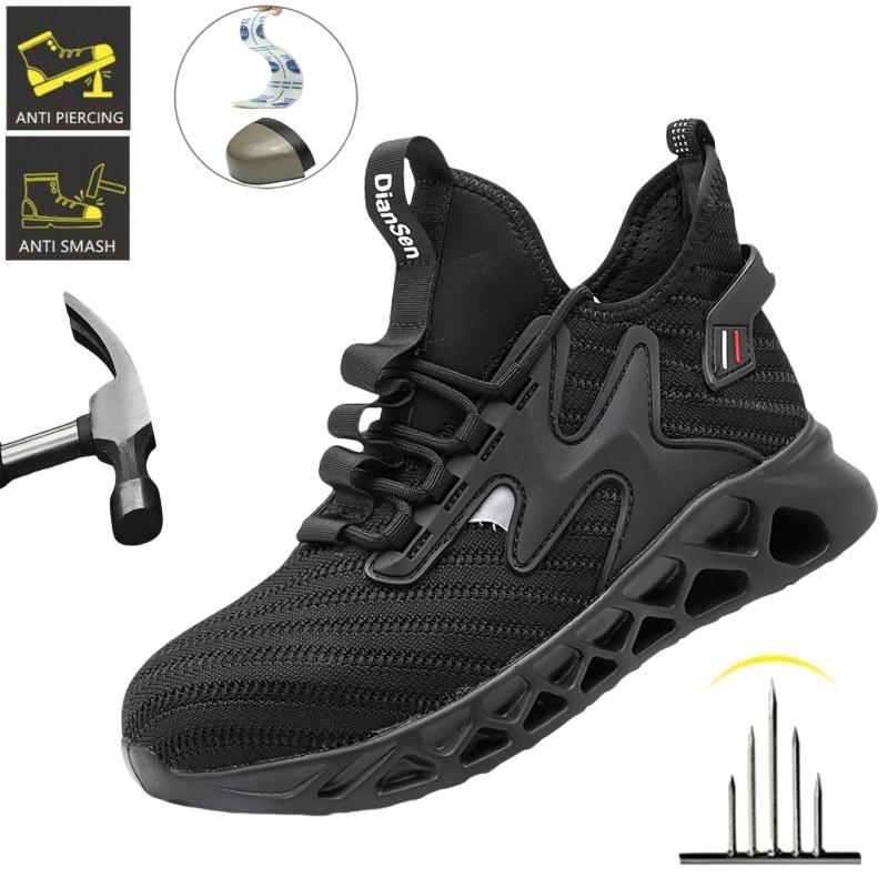Light Breathable Safety Boots Men Work Sneakers Anti-Smash Indestructible Steel Toe Protective Anti-Puncture Work Safety Shoes