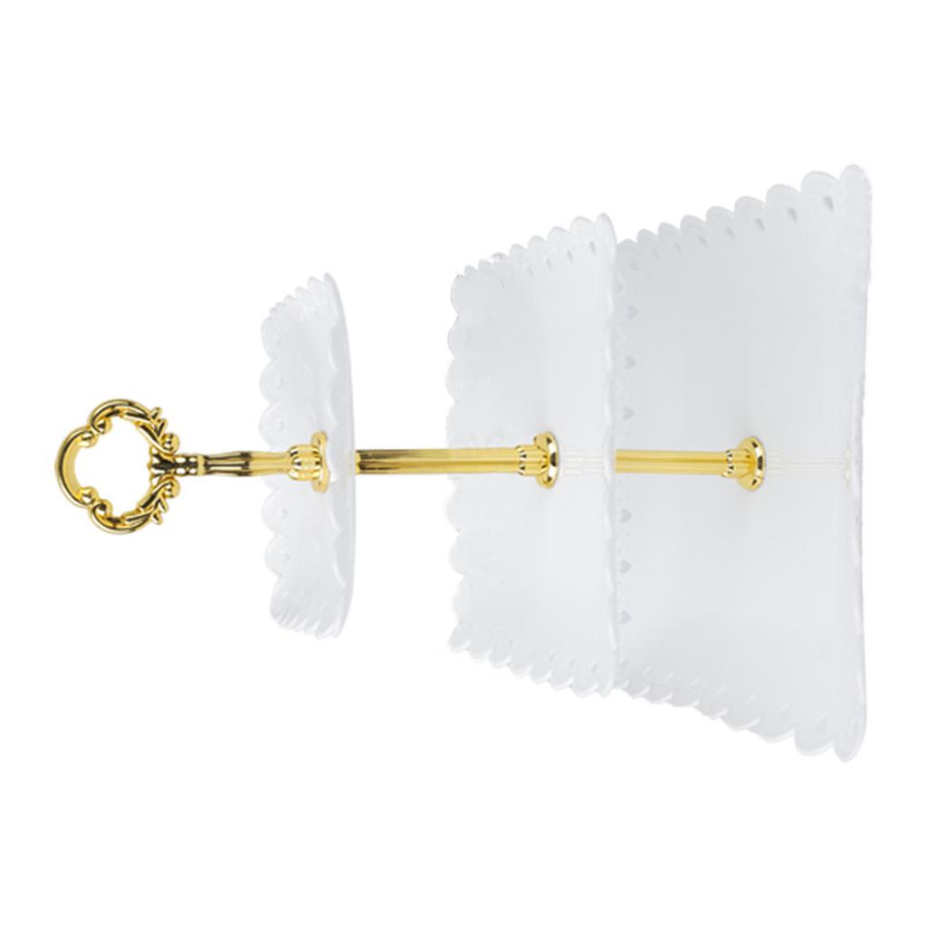 Weißer 3-stöckiger Cupcake-Ständer Stabiler Kunststoff Dekorativ Quadratisch Dessert-Serviertablett Ständer für Hochzeiten