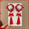 2pcs New Chinese New Year Hair Clips Red Lucky Blessing Headwear Hair Accessories Cute Bow Ribbon Velvet Hairpins for Baby