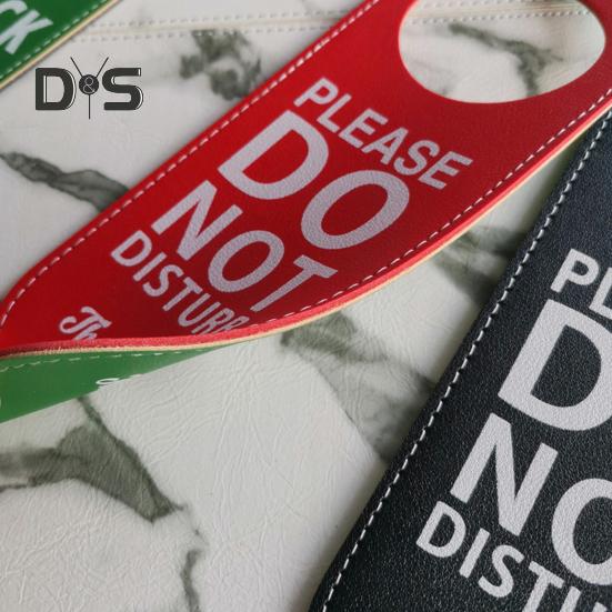 Do Not Disturb Door Hanger Double-sided Faux Leather Welcome Please Knock Home Office Door Handle Sign Hanging Decoration Ornament