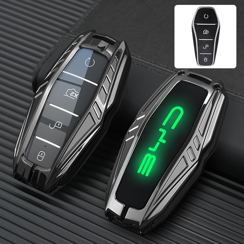 Car Zinc Alloy Leather Key Case Cover For BYD Atto 3 Han EV Dolphin Lied Tang Dm Qin PLUS Song Pro MAX Yuan Keychain Accessories