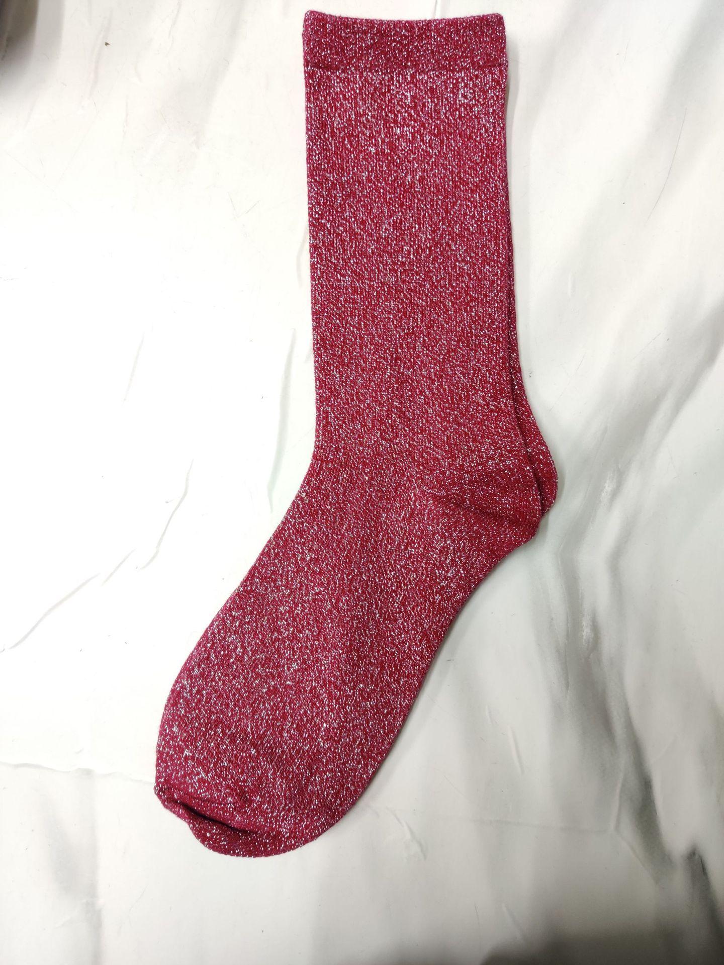 

3 Pairs Women Luxury Design High Quality Socks Fashion Socks Colorful Sexy Shiny Socks Korean Styles Golden Silver Silk Socks One Size