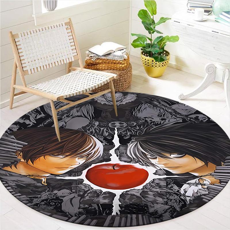Death Note Round Area Rug,Carpet Rug for Living Room Bedroom Sofa Playroom Decor,Non-slip Floor Mat