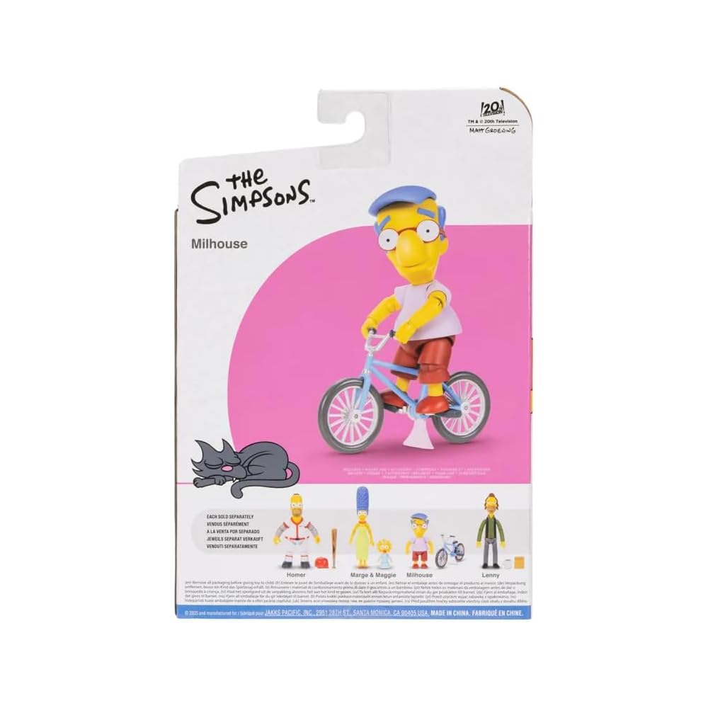 Simpsons Milhouse 5-Inch Action Figure with Bicycle Wave #3 Collectible Toy