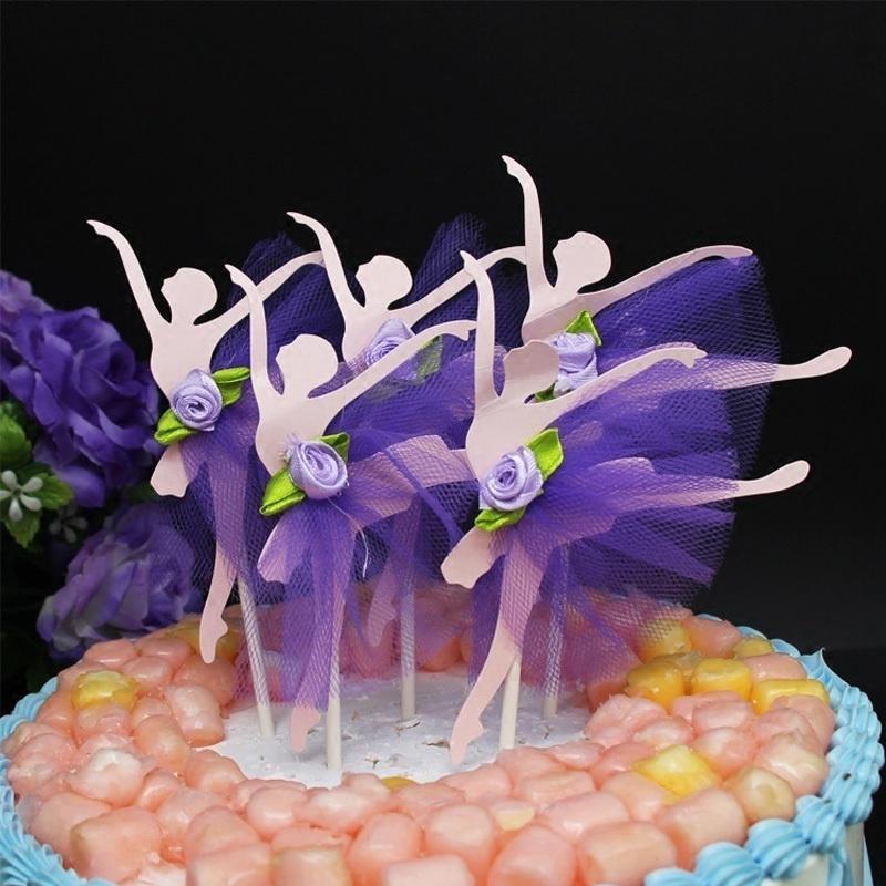 4 Pcs/lot Kitchen Baking Tools Cake Decor Ballet Girl Dress Birthday Cake Topper Cupcake Decor Baby Shower Birthday Party Favor